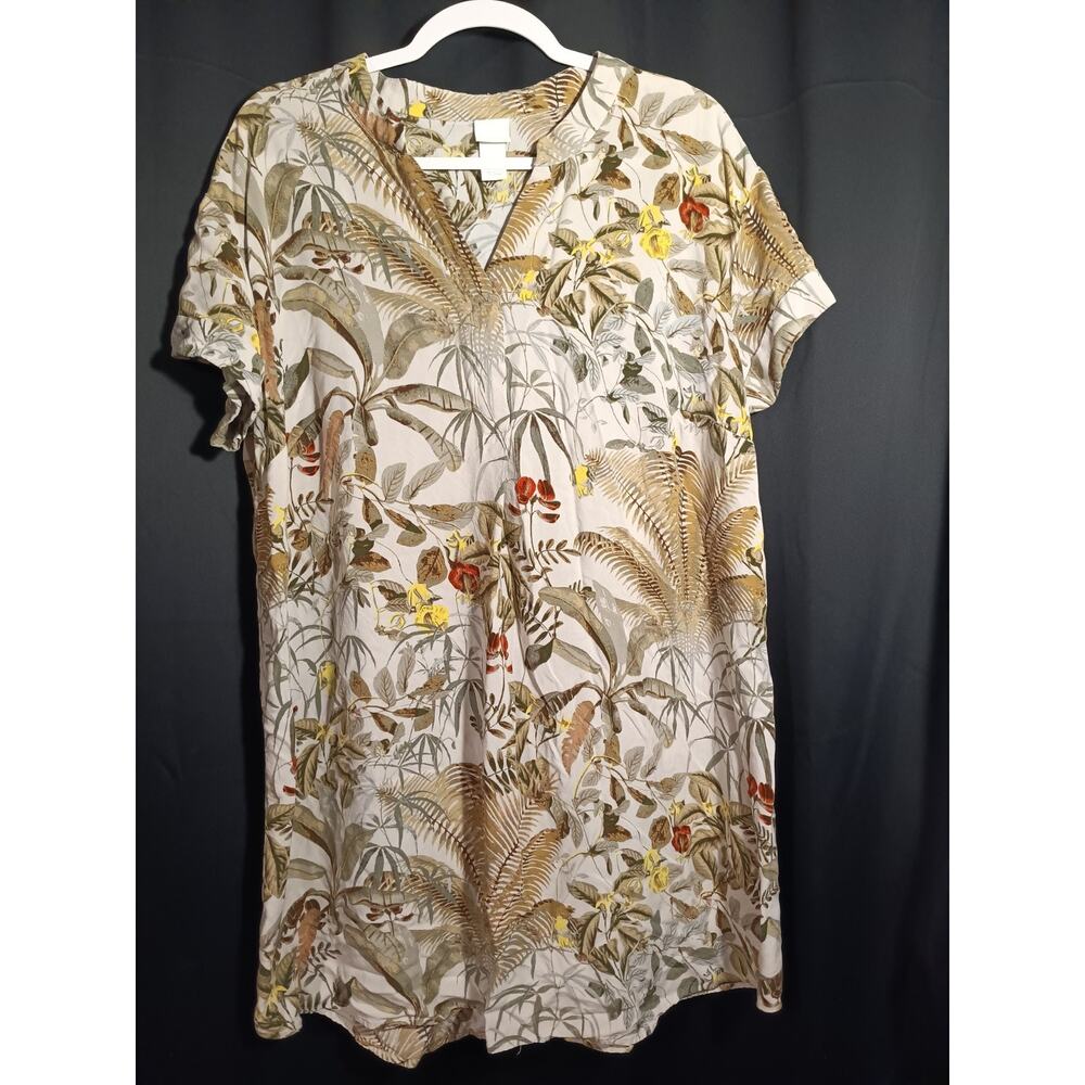 H&M Women’s Large Tropical Pullover Short Sleeve Dress Resort Beach Vacation
